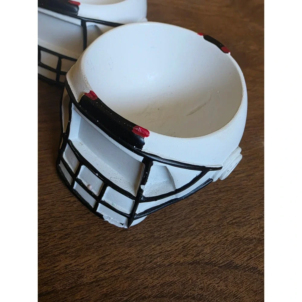 Set of 3 Miniature Football Helmet stress Bowl holder White Sports Decor Novelty